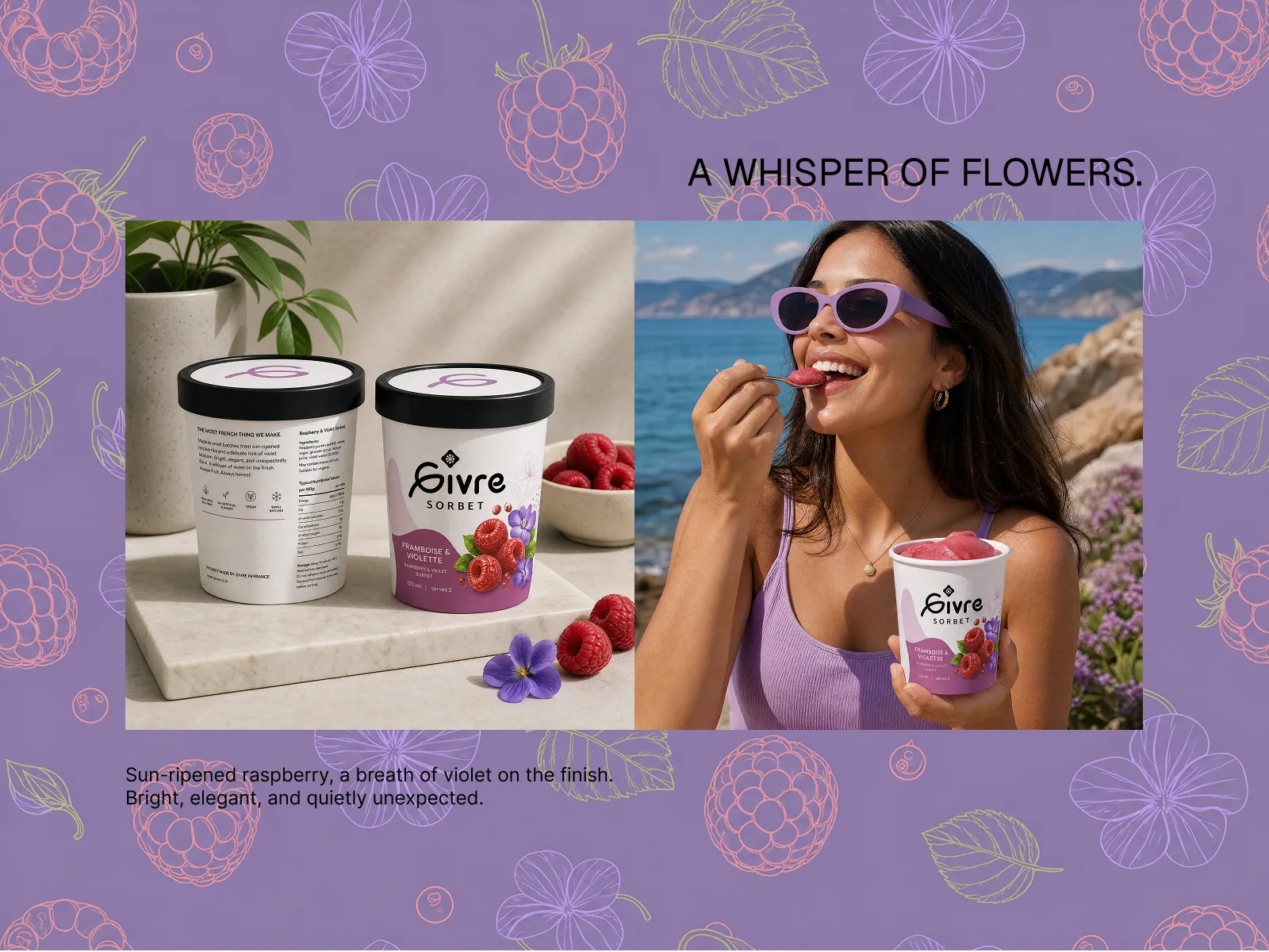 Givre — raspberry violet flavour lifestyle